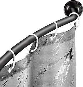 Adjustable Black Curved Shower Curtain Rod, 42-72 Inches Shower Curtain Rod for Bathroom and Bathtub, Extra Space Rustproof Expandable Stainless Steel Shower Rod Wall Mounted, Need to Drill