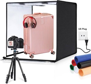 PULUZ Light Box Photography, 24x24 inch Large Photo Light Box with 136 LED Beads, CRI 95, Professional Portable Photo Booth Shooting Tent Kit with 6 Color Backdrops for Product Photography