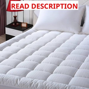 EASELAND Queen Size Mattress Pad Cotton Pillow Top Mattress Topper White