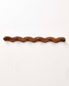 Wood Coat Rack Wall Mount - Walnut Coats Hook Hanger Wall-Mounted, Wave-Shaped Entryway Hanging Racks with 6 Hooks for Jacket Keys Hats Robes Towels Bags, Living Room Mudroom Bathroom Bedroom Hallway