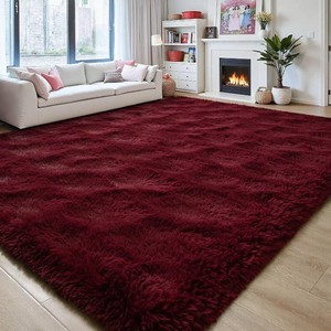 8x10 Large Burgundy Red Area Rug Plush