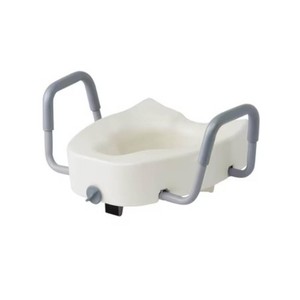 Medline 5 Elongated Raised Toilet Seat, With Lock and Removable Padded Arms