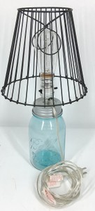 Ball Perfect Mason Jar Electric Lamp with Wire Shade