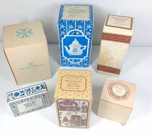 Vintage Avon Boxed Collectibles  China Teapot, Cape Cod, Delft Blue & Christmas Decor