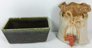 Hull USA Pottery Planter & Autumn Leaf Vase