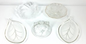 Assorted Clear Glass Decorative Bowls & Leaf Dishes