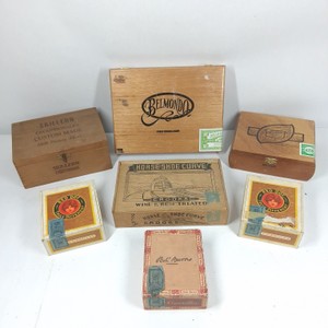 Vintage Cigar Boxes  Belmondo, Skillern, Red Dot, Robt. Burns & Horse Shoe Curve