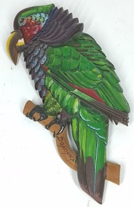 Hand-Painted Carved Wood Parrot Wall Hanging  Signed 