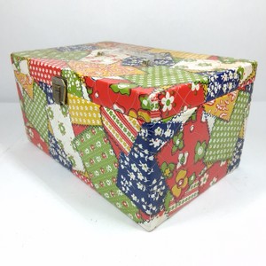Vintage Vinyl-Covered Sewing Box with Sewing Notions