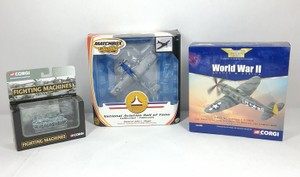 Corgi & Matchbox WWII Military Die-Cast Models  P-51D Mustang, P-47D Thunderbolt & Tank
