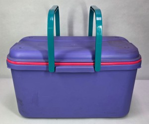 Vintage Purple Plastic Kaboodle Storage Tote with Lid