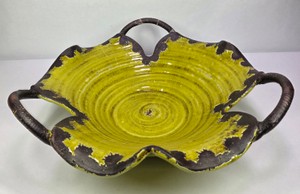 Yellow Art Bowl with Handles