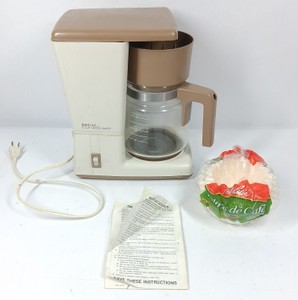 Vintage Electric Drip Coffee Maker with Glass Carafe & Instruction Sheet
