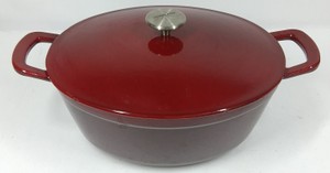 Red Enameled Cast Iron Dutch Oven  Covered Casserole