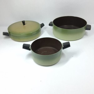Vintage Green Aluminum Cookware with Lid & Wire Rack Insert