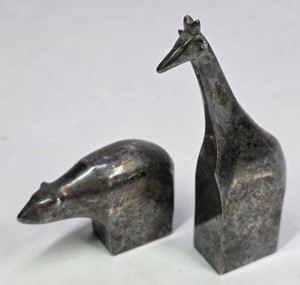 Vintage Dansk Designs Gunnar Cyrn Silverplate Giraffe & Polar Bear Paperweights  Japan