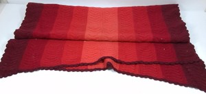 Vintage Red Woven Blanket  Throw with Scalloped Edge