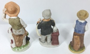 Vintage Porcelain Country Folk Figurines  Farmer, Peddler & Laborer