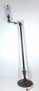 Vintage Bridge Arm Floor Lamp with Ornate Metal Base