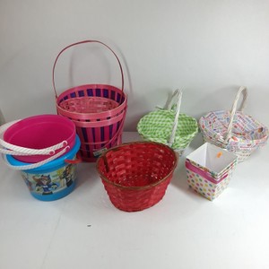 Assorted Decorative Baskets & Pails  Colorful Woven & Metal