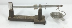 Antique Cast Iron Beam Balance Scale with Hanging Pan