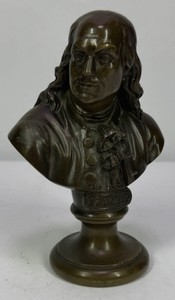Bronze Benjamin Franklin Bust on Pedestal