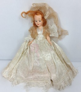 Vintage Bride Doll with Wedding Gown & Heart-Shaped Display Stand