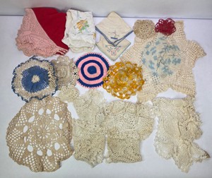True Vintage Hand-Crocheted Doilies, Linens & Embroidered Textile Pieces