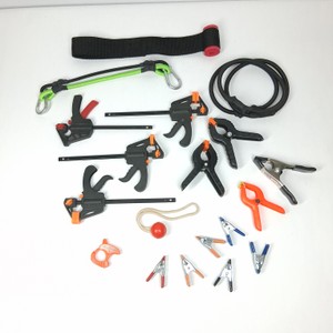 Assorted Clamps, Spring Clips, Tie-Downs & Bungee Cord