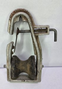 Vintage Cast Metal Pulley & Tensioning Tool