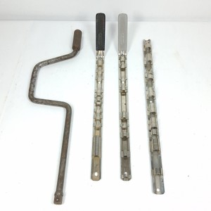 Vintage Automotive Crank Handle with Metal Socket Holders