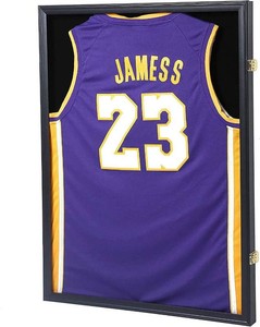 Jersey Frame Display Case, Large Lockable Shadow Box Sports Jersey Frame with UV Protection Acrylic and 2 Hanger for Baseball Basketball Football Soccer Hockey Shirt,Uniform, Graduates Black