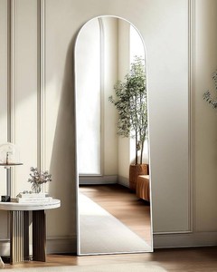 Arched Full Length Mirror, 56x21 Standing Body Mirror for Wall, White