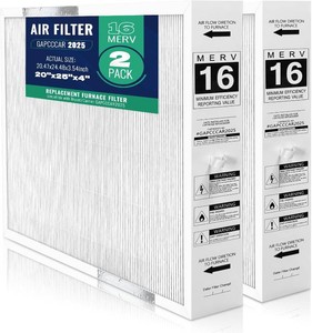 $120 2-Pack GAPCCCAR2025 Replacement Air Filter MERV 16 Compatible With BryantCarrier Infinity 20 x 25 x 4Air Purifier (Actual Size 20.48 x 24.48 x 3.54)