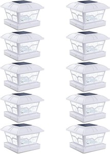 SIEDiNLAR Solar Post Cap Lights Outdoor 2 Modes, 10 Pack, White, WarmWhite