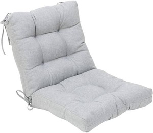 QILLOWAY Outdoor Chair Cushion for Patio Furniture, Waterproof Patio Cushions with Ties, Fade Resistant Replacement Pads for Outdoor Rocking Chairs,Gray,White