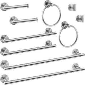 10 Piece Brushed Gold Bathroom Hardware Set -Include23.6&16inch Bathroom Towel bar,Towel Ring,Toilet Paper Holder, Towel Hook,2 Pack 5 Piece Bathroom Accessories Set