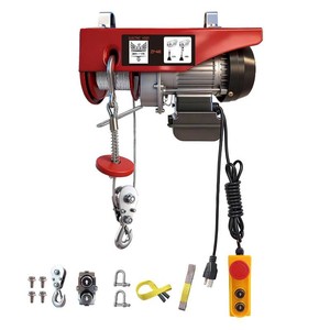 Electric Hoist, 440 lbs Material Handling Tool, 110V Electric Winch with 14ft Wired Remote Control Lift Hoist for Factories, Warehouses, Construction Site, Attic