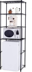 $130 4 Tier Mini Fridge Shelf with Storage for Dorm, Black