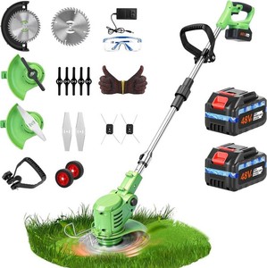 20,000RPM Electric Weed Wacker with Wheel,700W Cordless Weed Eater, Battery Powered, 4-in-1 String Trimmer,Brush CutterGrass TrimmerLawn MowerLawn Edger with 3 Type Blades for Garden Yard