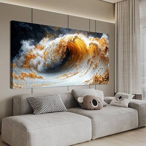 AIXMGSJS Canvas Wall Art Decor Large Artwork for Walls Large Wall Art Pictures for Living Room Canvas Art Wall Decor Gold Wave Wall Art Prints Modern Abstract Wall Art Bedroom Office Decor 24 X 48