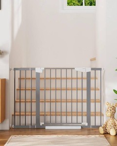 Cumbor 29.7-48 in Baby Gate for Stairs, Auto Close Dog Gate Indoor, Gray