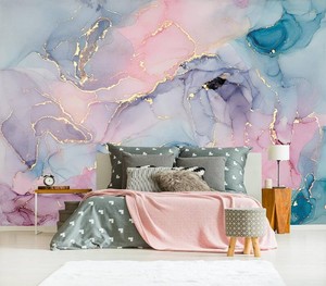 Peel and Stick Pink Marble Wallpaper Abstract Art Texture wall Mural