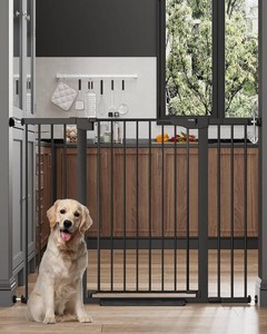 $142 Cumbor 36 in Extra Tall Baby Gate for Stairs, 29.7-51.5 in Dog Gate Black