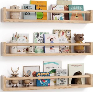 G&W Gruwald Nursery Book Shelves, Set of 3, Wall Bookshelf, Book Shelf for Kids Rooms, Wall Book Shelves for Bedroom Kids, Floating Shelf, Nursery Decor(Wood, 35 inches
