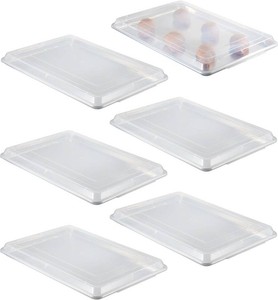 $170 CURTA 6-Pack Full Size Sheet Pan with Cover (12 Piece Bundle), NSF Listed Commercial Dishwasher Safe Baking Pans & Polypropylene Lids, Heavy Duty Bun Pan for High-Volume Baking & Storage