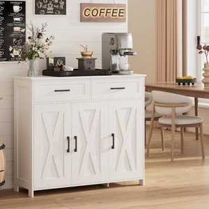 $140 Homhedy Coffee Bar Storage Cabinet with Drawers, Kitchen Buffet Cabinet