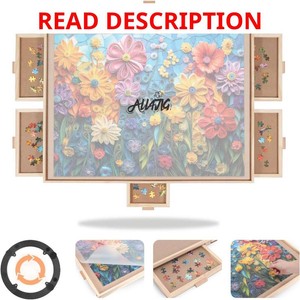 ALL4JIG 2000 Pieces Rotating Puzzle Board with 6 Drawers and Cover,28.50x40.16Portable Jigsaw Puzzle Table for Adults,Lazy Susan Spinning Puzzle Boards Gift for mom,Surface for Bricks Building