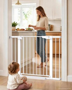 Cumbor 30-43 Baby Gate for Doorways, Auto-Close Dog Gate, No-Drill, White