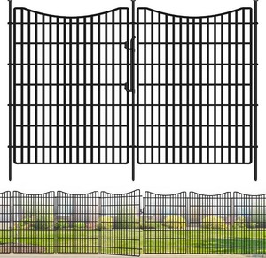 12 Panels Garden Fencing Animal Barrier with Gate, 33 in(H) X 26 ft(L) Dog Fence Outdoor for Yard, No Dig Temporary Tall Fence Rustproof Metal Wire Panel Border for Dog, Rabbits, and Patio